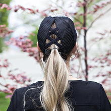 Load image into Gallery viewer, Criss Cross Multi-level Ponytail Ball Cap