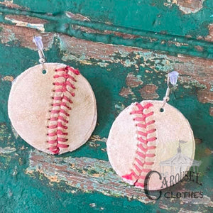 Vintage Baseball Leather Earrings