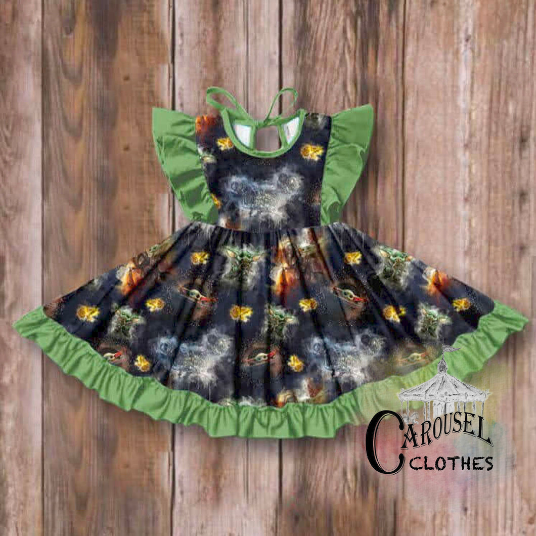 Watercolor Baby Yoda Dress