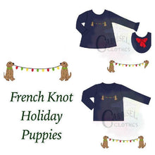 Load image into Gallery viewer, French Knot Holiday Puppies Bow Back Shirt